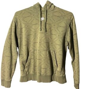 Nike Sportswear Club Hoodie Print All Over Rough Green Pullover Men’s Size L